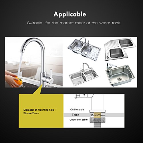 Auralum Chrom Küchenarmatur Niederdruck Kupfer Spültischarmatur Mischbatterie für Küche 360° Drehung Armatur - 9