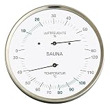 Fischer Sauna Thermometer und Hygrometer, 160 mm, Edelstahl, 195-01