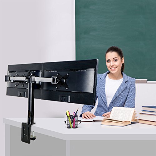 Fleximounts D1D Monitorhalter Tischhalterung Standfuß mit 2 Armen für 2 Monitore 10″-27″(25-68cm) LCD LED TV Bildschirme Flachbildschirm, Belastbarkeit:10 kg/pro Monitor, neigbar, schwenkbar 360°, höhenverstellbar - 7