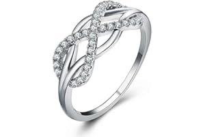 BlackAmazement 316L Edelstahl Ring Unendlichkeit Infinity Zirkonia Silber Rosegold Schleife Damen