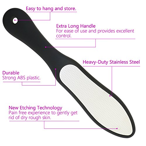 WisFox Premium Laser Hornhautfeile, Hornhautentferner für Füsse, Beste Fußpflege Hornhautfeile, Pediküre Fußfeile für Trocken Die Grob Hart Haut, Rostfreier Stahl-Gesundheit und Schönheit Gerät für zu Hause und Salon - 6
