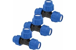 Raccordi a T a Compressione MDPE 20 mm x 20 mm x 20mm – Raccordo per tubo dell’aqua a forma di T PP PN16 - Connettori per Tubi PE80, PE100-3 pezzi – SmartProduct