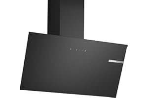 Bosch DWK85DK60 Série 2, Hotte murale, 4 vitesses d'aspiration dont 1 intensive, 80 cm, Noir avec finition en verre