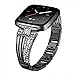 Produktbild DBoer Kompatibel mit Uhr Armband Fitbit Versa Straps für Frauen/Mädchen Bling Armbänder mit Strass Edelstahl Metallsektor Ersatzband für Fitbit Versa Smart Uhren, Schwarz