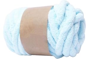 EASNEA Gomitolo di filato grosso di ciniglia, 250 g, filato tubolare jumbo per lavori a maglia, coperte, copriletti e cuscini (blu polvere)