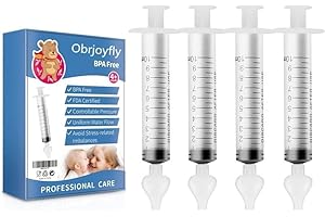 Obrjoyfly Aspiratore Nasale per Neonati, Professionale Siringa Nasale per Neonati e bambini, Pulitore Nasale Sicuro con Punta di Aspirazione Nasale in Silicone ( 4 pezzi)