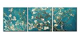 Tamaño: 16 x 16inchx3panel Impresión de Lienzo de Pared Arte Pintura para Decoración para el hogar pintura de ramas de un diseño de almendro en flor artes 3 piezas Panel pinturas decoración famosos fotos impresiones