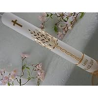 Taufkerze Kommunionkerze Lebensbaum gold Taufkerzen Kommunionkerzen Junge Mädchen 400/40 mm inklusive Beschriftung