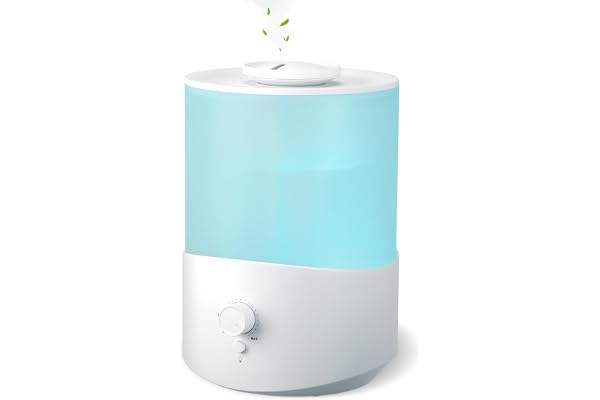 Romon 2,5 l luftfuktare, vit eterisk oljediffusor, upp till 28 timmar, toppfyllning, 360° munstycke för vardagsrum växter, luftfuktare för aromaterapi, automatisk avstängning