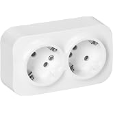Miratic Schuko Wall Socket Wall Outlet IP20 White Surface Plug 16A/230VAC Durable and Safe for Home and Commercial Use
