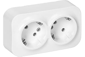 Miratic Enchufe Pared Schuko Toma de Corriente Pared IP20 Enchufe de Superficie Blanco 16A/230VAC Duradero y Seguro para Uso Doméstico y Comercial