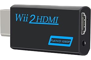 MEETTIKEY adattatore wii hdmi, Convertitore Da Wii A Hdmi, Supporta Tutte Le Modalità Di Visualizzazione Wii Adattatore Hd 1080p Con Audio Da 3,5 Mm E Uscita Hdmi Per Monitor Wii, Tv, Proiettore (Nero)