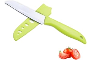 Amroicus Coltello per Verdure da 4 pollici, Coltello da cucina con fodero, coltello da sbucciatura in acciaio inossidabile 3Cr13, coltello per frutta, piccolo coltello con impugnatura ergonomica