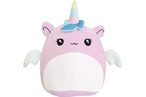 POPOYU 20cm Unicorn Plush Pillow Toys,3D Cute Stuffed Unicorn Pillow Doll Squishy Cotton Plushies Doll,Super Soft Toy Gift for Kids Girls Birthday Present Kids Collection Home Decoration