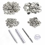 100% Brandneu 50 Set Silber 15mm Metall Druckknöpfe & 4tlg Werkzeug Locheisen Handschlageisen nähfrei Leder Kunstleder Basteln DIY