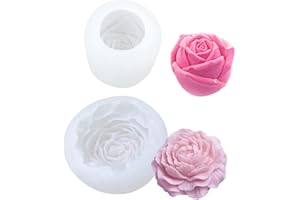 NICAVKIT 2Pcs moules à bougies en silicone en forme de rose et de pivoine pour la fabrication de bougies, moules en résine en silicone, moules en silicone 3D pour les bougies faire soi-même
