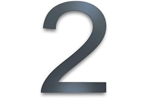 MOLVCE Numer domu ze stali nierdzewnej Wysokość: 20cm, nowoczesna tablica z numerem domu na zewnątrz RAL 7016 antracyt, grubość 2 mm, metal numer ulicy ze stali nierdzewnej - Arial, numer 2