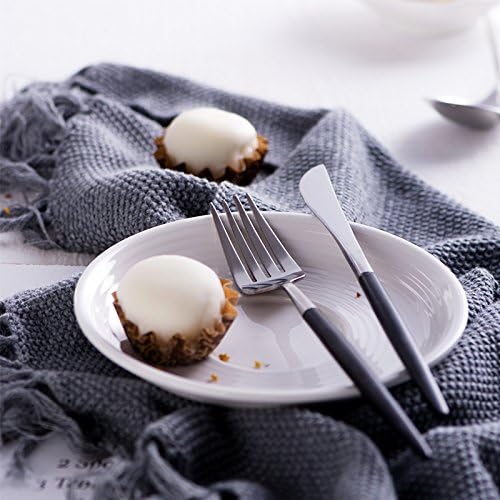 zhpjjlyhtq Stainless Steel Western Tableware Black Silver Drawing Knife Sharp Stainless Steel Western Tableware Hotel,Matte + black tea spoon