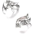 Ticome Shark Ring,Retro and Minimalist Great White Shark Bibun Shark Open Alloy Set, Adjustable Open Ring, Men's and Women's Jewelry Decoration, Jewelry Gifts (Set of 2)