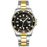 CURDDE Armbanduhr mit Leuchtziffern Herrenmode Militär Edelstahl Datum Sport Quarz Analog Uhr von Sansee (A)