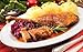 Produktbild Alu-Dibond-Bild 140 x 90 cm: "Weihnachtsmenü. Gänsekeule mit Knödeln und Rotkohl", Bild auf Alu-Dibond