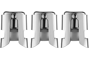 WOTOR 3 Pezzi Tappo per Spumante, Tappo Champagne Professionale in Acciaio Inox, Tappo Vino frizzante Riutilizzabile, Tappo per Prosecco, a Prova di perdite, Mantieni Fresco (Argento)