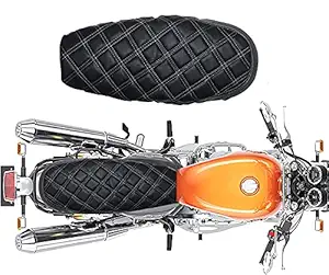 Pure Biking Stylish Diamond Cut Design Seat Cover for Royal Enfield Interceptor 650 (White_Thread)