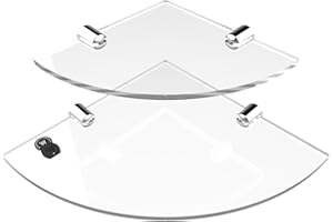 Expression Products Multi pack Acrylic Corner Shelves - 2 shelves - 150mm and 200mm, Free Trolley Token Material Sample Included per Shipment - Clear