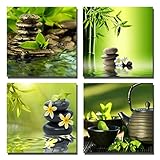 The Decor Shop - Canvas Prints Stones Teapot and Bamboo on Water SPA Theme Photo on Canvas Wall Art Framed Modern Decor Paintings Giclee Artwork for Home Decoration 12x12inch