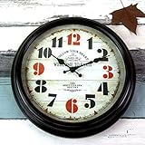 SLH Europäische kreative Retro Uhr-Wohnzimmer-Wanduhr stumme Kunst-Metallwand