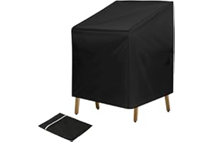 QUIIEOSKIA Garden Chair Covers Waterproof Outdoor, Oxford Fabric Garden Furniture Covers for Indoor Outdoor Patio Stacking Chairs Armchairs Seat Dining Chairs(Black/64 * 64 * 120cm)