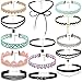 Produktbild Mypace Anhänger Gold Silber 925 Für Damen 14 Pieces Choker Halskerin Set Stretch Velvet Classic Gothic Tattoo Lace Choker