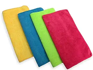 V Craft Microfiber Cloth Premium Quality (350 GSM) 40 cm x 40 cm, 4 Pcs, Multicolored, Thick Lint & Streak-Free Multipurpose Cloths - for Car/Bike Cleaning Washing Detailing & Polishing