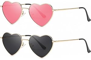 Musivon Heart Sunglasses Women's Polarised Vintage Festival Heart Shape Sunglasses Hippie Glasses