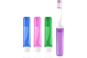 FUGLUS 4 Piezas Cepillo de Dientes Portátil de Viaje,Cepillos de Dientes Manuales de Viaje Plegables para Adultos,Cerdas Suaves para Proteger Encías,para Viaje,Camping,Senderismo