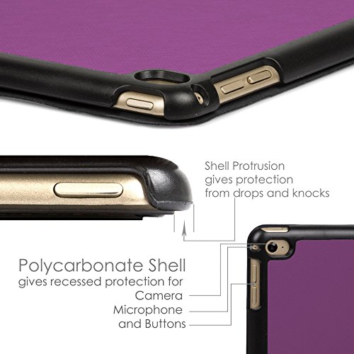 Forefront Cases Leder-Schutzhülle (mit Ständer, mit magnetischer automatischer Sleep-/Wake-Funktion für black_p 4 iPad 3 Violett violett iPad Mini 4 - 7