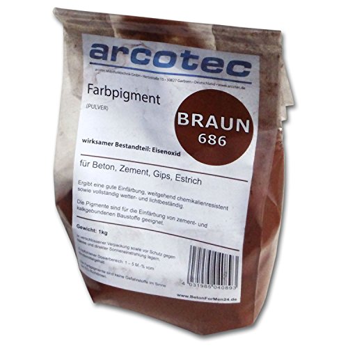 Pigmentpulver, Eisenoxid, Oxidfarbe – 1kg Farbpigmente für Beton + Wand – Farbe: dunkelbraun, braun - 3