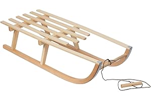 Green Blue drewniane sanki z drewna bukowego, w zestawie z linką do ciągnięcia, dziecięce sanki zimowe