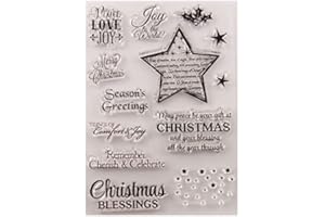 DZIXY 0 Spese di spedizione Oltre 15 EUR Buon Natale Stelle Timbri trasparenti per la creazione di carte Scrapbooking fai da te Album di sigilli in silicone Set per la decorazione del diario