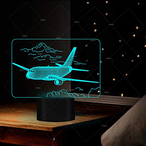 Preisvergleich Produktbild Flugzeug Sucht 3D Flugzeug 3D Led Tischlampe Nachtlicht 3Aaa Batteriebetrieben