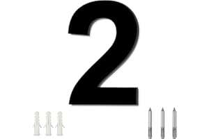 LUCKNIGHT Número De Casa Moderno Cepillado, 20 cm, Número Grande para Casa en Negro, Números Casa Exterior, Placa Flotante de Número de Casa, Hecho De Acero Inoxidable Sólido, Chapado En Negro (Número 2)