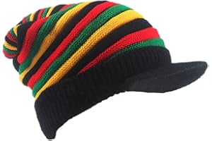 ZffXH Gorro Rasta, Arcoíris Slouchy Rasta Beanie, Gorro con Rastas Hombre, Gorro Rastas Hombre, Rasta Hats for Men, Wool Knit Rasta Hat, Hippie Baggy, Gorro con Rastas Hombre, Gorra Reggae