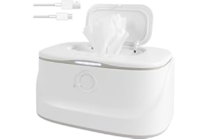 Foribyw USB Baby Wipe Warmer with LED Light, 3 Adjustable Temperature Baby Wipes Dispenser, Portable Wet Wipe Warmer for Babies Keeps Wipes Warm and Moist for Newborns Nursery