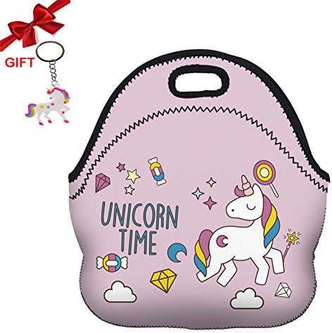 Neoprene Unicorn Children Kids Lunch Bag,Food Carrier for School Travel Picnic Nursery
