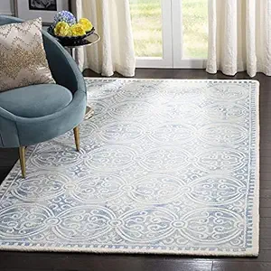 ARSALAN RUGS Handmade Export Quality Hi and Low Pile Wool Carpet for Living Room-Bedroom & Hall with 1.00 inch Thickness Size 4 X 6 Feet Color Stade Blue