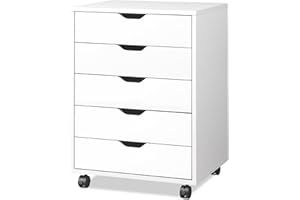 DEVAISE Archivador de 5 Cajones, Mueble Bajo Escritorio Sólido para Documentos A4/Legal/Carta,Blanco