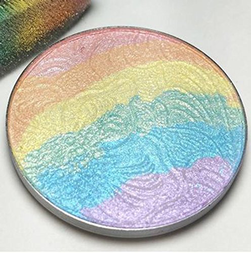 Rainbow Highlighter Blusher Eyeshadow Shimmer Powder Palette 3 In 1 Makeup Bronzer Contour Cosmetics