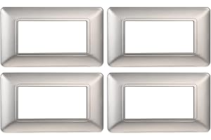 ZOREI 4 Pezzi Placche Compatibile Con Vimar Plana, Placche In Plastica (4 Posti/Moduli,Silver)