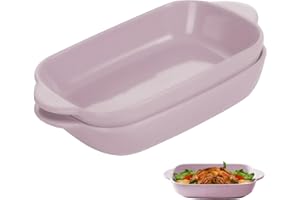 MEYUXG Lot de 2 plats à gratin rectangulaires en céramique - 22,2 x 13,5 x 4,5 cm - Petits plats à gratin émaillés multicolores - Pour lasagnes, pâtisseries, plats gourmands - Résistants à la chaleur (violet