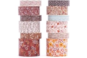 KAVI' S 12 rouleaux Washi Tape Set, Ruban Adhésif Décoratif Œuvre d’art inspirée Feuille d’or Masking Tapes pour Arts, Bullet Journal, Scrapbooking, Bricolage, Emballage (Automne Twilight)